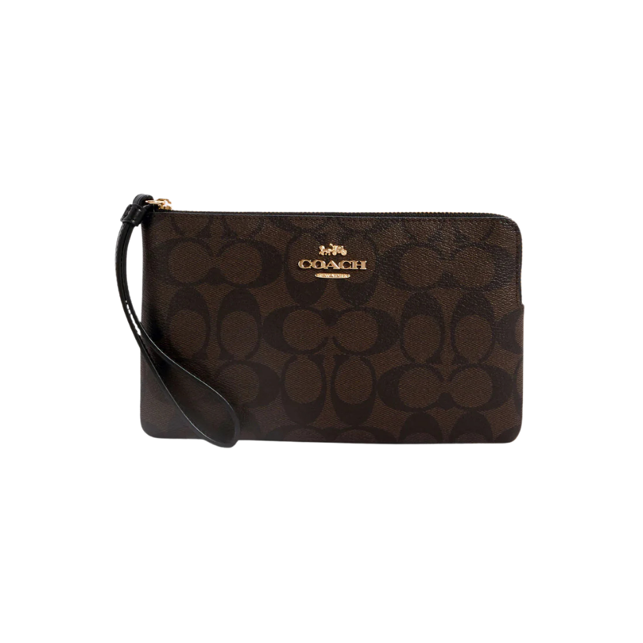 Cartera Coach muñequera grande cafe con...